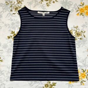 Max Studio Size S Navy/White Striped Tank Top NWT